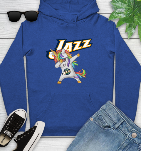 Utah Jazz NBA Basketball Funny Unicorn Dabbing Sports Youth Hoodie 9