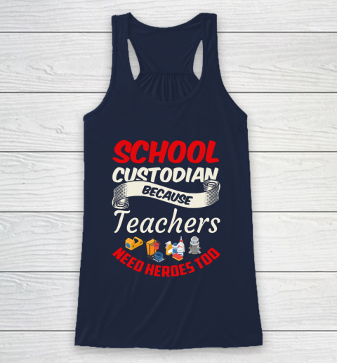 School Custodian Shirt Jokey Funny Saying Custodian Racerback Tank 8