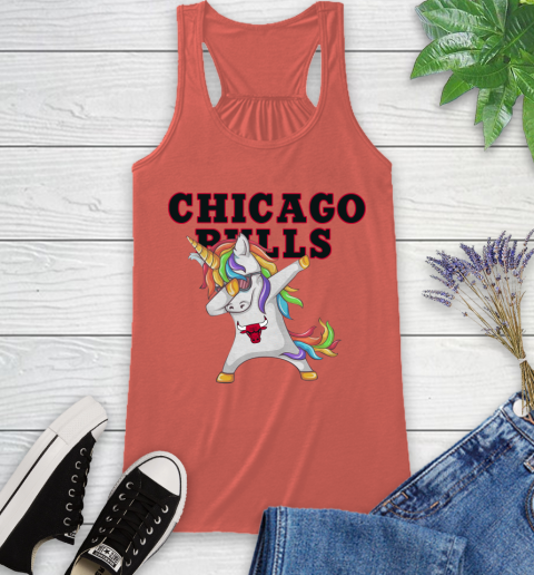 Chicago Bulls NBA Basketball Funny Unicorn Dabbing Sports Racerback Tank 4