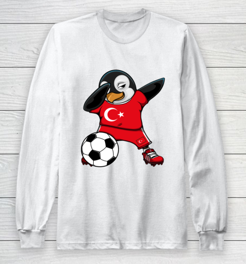 Dabbing Penguin Turkey Soccer Fans Jersey Football Lovers Long Sleeve T-Shirt