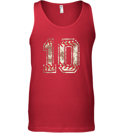 tjtb baseball jersey number 10 vintage distressed unisex tank 17 front red