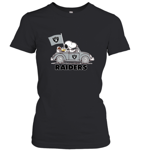 Snoopy And Woodstock Ride The Oakland Raiders Car NFL Women's T-Shirt