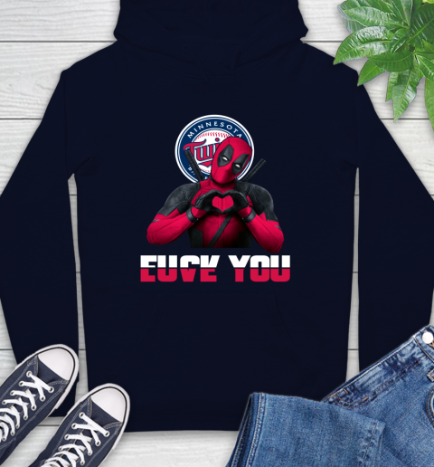 MLB Minnesota Twins Deadpool Love You Fuck You Baseball Sports Hoodie 3