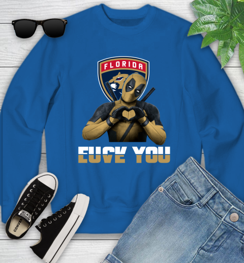 NHL Florida Panthers Deadpool Love You Fuck You Hockey Sports Youth Sweatshirt 7