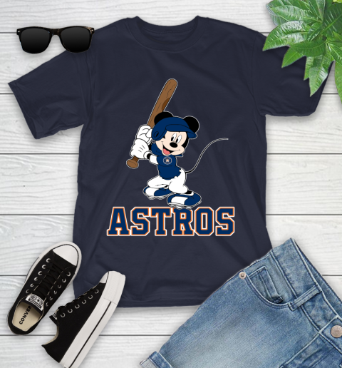 MLB Baseball Houston Astros Cheerful Mickey Mouse Shirt Youth T-Shirt 3