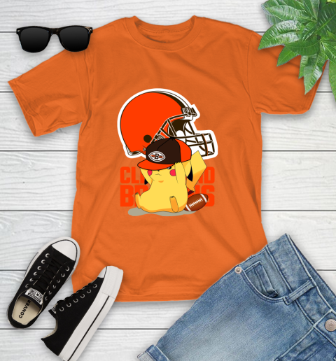 NFL Pikachu Football Sports Cleveland Browns Youth T-Shirt 7