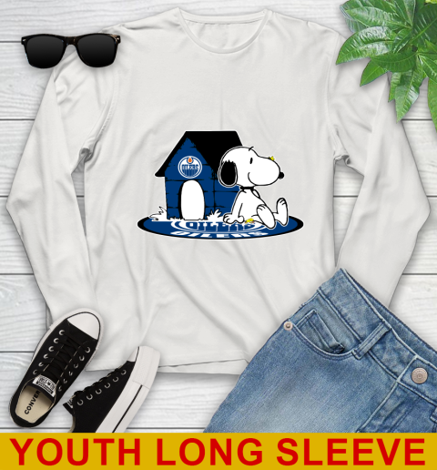 NHL Hockey Edmonton Oilers Snoopy The Peanuts Movie Shirt Youth Long Sleeve 12