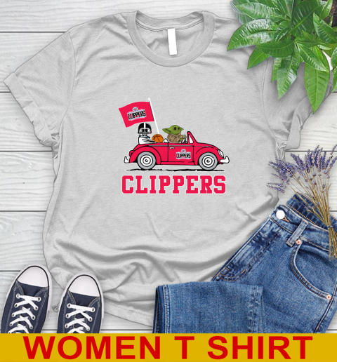NBA Basketball LA Clippers Darth Vader Baby Yoda Driving Star Wars Shirt Women's T-Shirt
