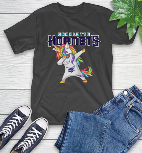 Charlotte Hornets NBA Basketball Funny Unicorn Dabbing Sports T-Shirt 2