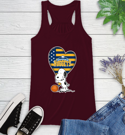 Denver Nuggets NBA Basketball The Peanuts Movie Adorable Snoopy Racerback Tank 3