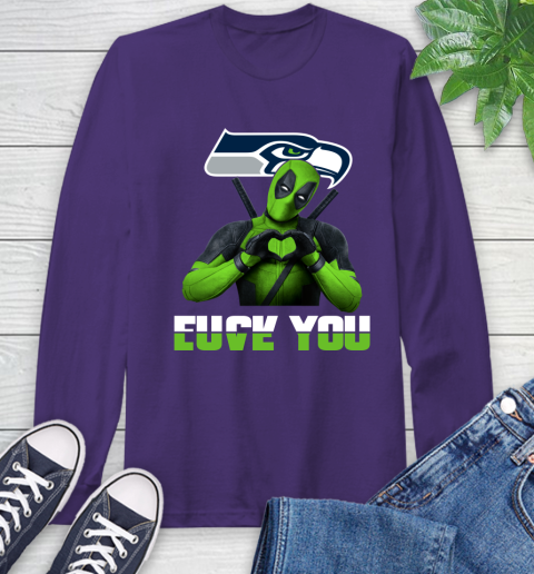 NHL Seattle Seahawks Deadpool Love You Fuck You Football Sports Long Sleeve T-Shirt 5