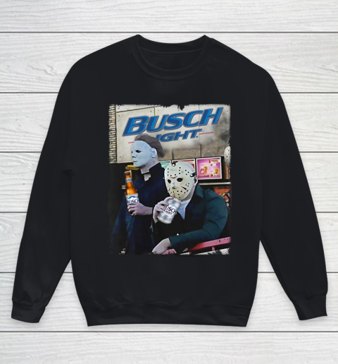 Michael Myers And Jason Voorhees Busch Light Halloween Youth Sweatshirt