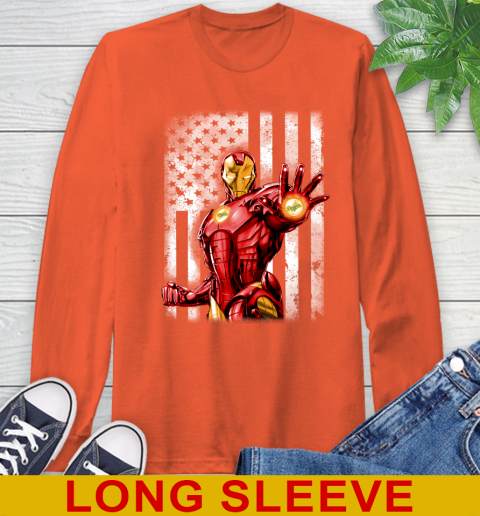 Los Angeles Dodgers MLB Baseball Iron Man Avengers American Flag Shirt Long Sleeve T-Shirt 4