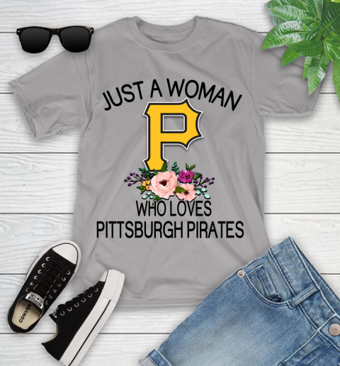 MLB Just A Woman Who Loves Pittsburgh Pirates Baseball Sports Youth T-Shirt 2