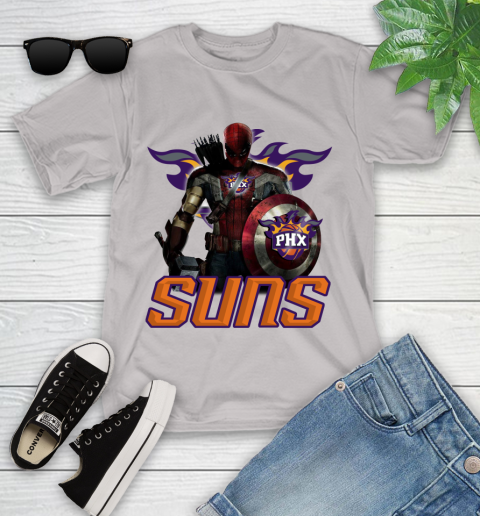 Phoenix Suns NBA Basketball Captain America Thor Spider Man Hawkeye Avengers Youth T-Shirt 12