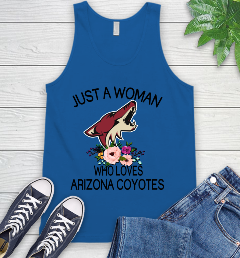 NHL Just A Woman Who Loves Arizona Coyotes Hockey Sports Tank Top 3