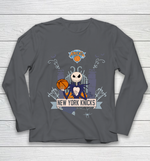 NBA New York Knicks Basketball Jack Skellington Halloween Youth Long Sleeve 6