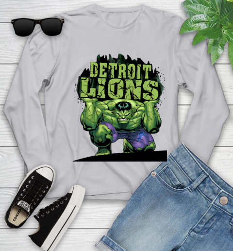 Detroit Lions NFL Football Incredible Hulk Marvel Avengers Sports Youth Long Sleeve 5