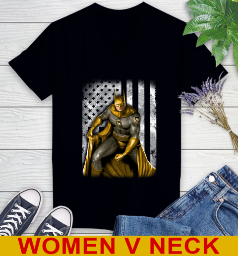 Pittsburgh Penguins NHL Hockey Batman DC American Flag Shirt Women's V-Neck T-Shirt