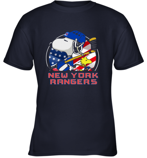 ekvf new york rangersnoopy and woodstock nhl youth t shirt 26 front navy