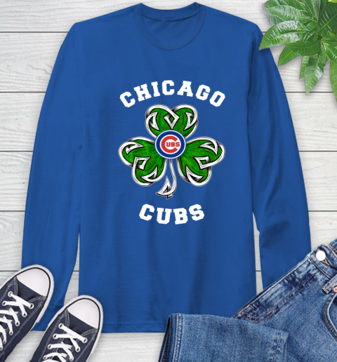MLB Chicago Cubs Three Leaf Clover St Patrick's Day Baseball Sports Long Sleeve T-Shirt 10