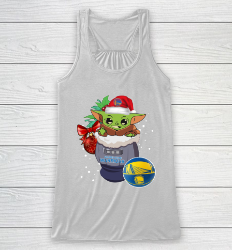 Golden State Warriors Christmas Baby Yoda Star Wars Funny Happy NBA Racerback Tank 2