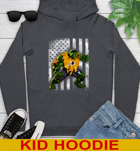 Washington Redskins Hulk Marvel Avengers NFL Football American Flag Youth Hoodie 9