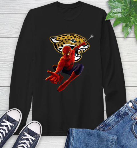 NFL Spider Man Avengers Endgame Football Jacksonville Jaguars Long Sleeve T-Shirt 2