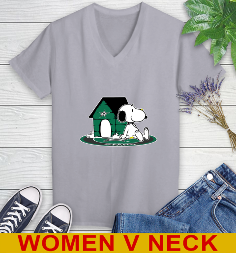 NHL Hockey Dallas Stars Snoopy The Peanuts Movie Shirt Women's V-Neck T-Shirt 5