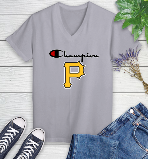 MLB Baseball Pittsburgh Pirates Champion Shirt Women's V-Neck T-Shirt 2