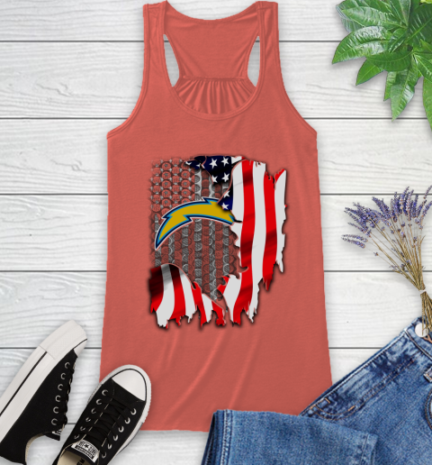 Los Angeles Chargers NFL Football American Flag Racerback Tank - Image 4
