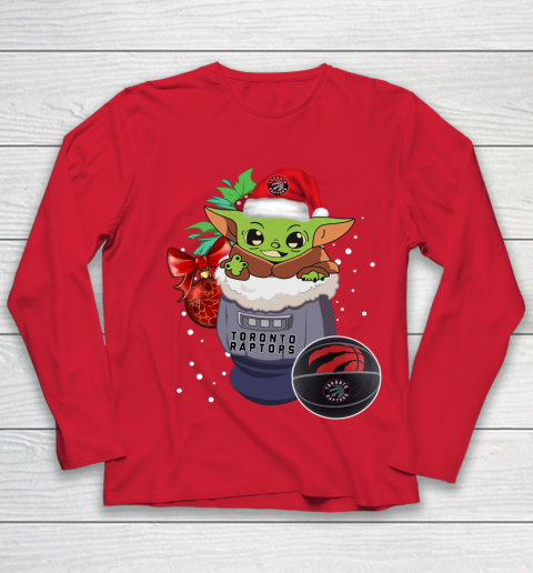 Toronto Raptors Christmas Baby Yoda Star Wars Funny Happy NBA Youth Long Sleeve 10