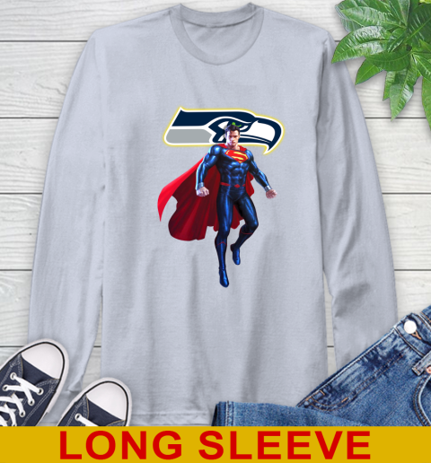 NFL Superman DC Sports Football Seattle Seahawks Long Sleeve T-Shirt 6