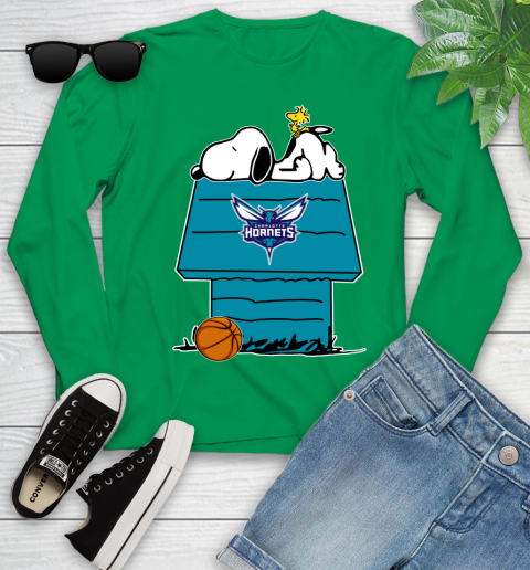 Charlotte Hornets NBA Basketball Snoopy Woodstock The Peanuts Movie Youth Long Sleeve 6