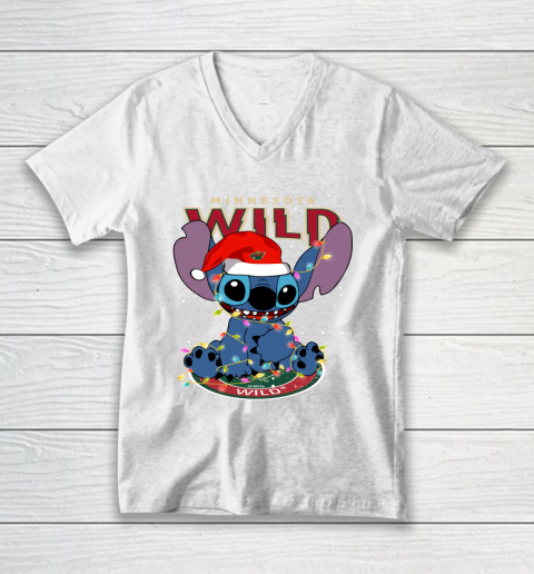 Minnesota Wild NHL Hockey noel stitch Christmas V-Neck T-Shirt