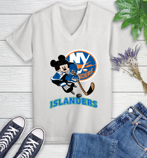 NHL New York Islanders Mickey Mouse Disney Hockey T Shirt Women's V-Neck T-Shirt