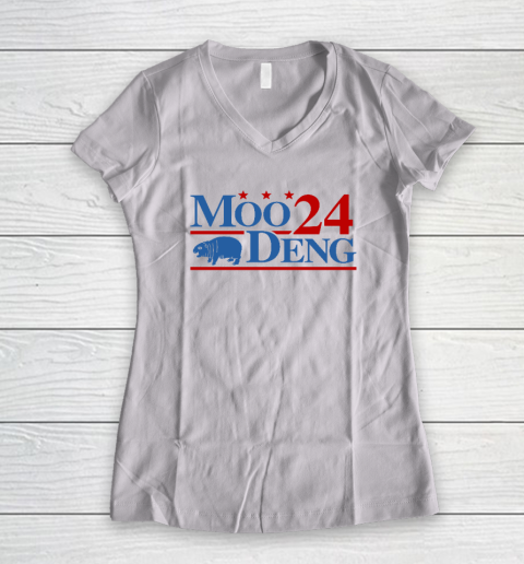 Moo Deng 2024 Cute Baby Hippo Women's V-Neck T-Shirt