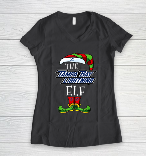 Tampa Bay Lightning Christmas ELF Funny NHL Women's V-Neck T-Shirt 6