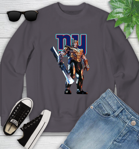 NFL Thanos Gauntlet Avengers Endgame Football New York Giants Youth Sweatshirt 6