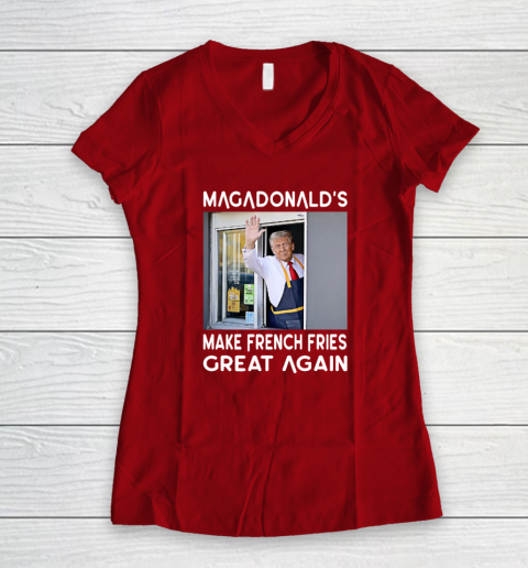 MAGADONALD'S Donald Trump Make French Fries Great Again Women's V-Neck T-Shirt 6
