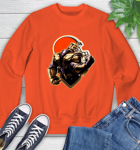 NFL Thanos Avengers Endgame Football Sports Cleveland Browns Sweatshirt - Image 5