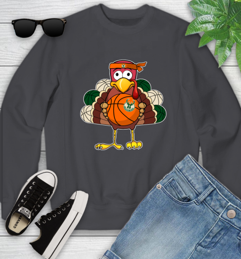 Milwaukee Bucks Turkey thanksgiving day Youth Sweatshirt 6
