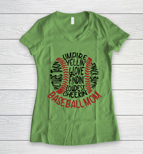 Mother's Day Funny Gift Ideas Apparel  Baseball Mom 2 T Shirt Women's V-Neck T-Shirt 5