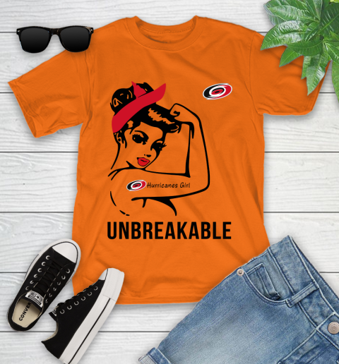 NHL Carolina Hurricanes Girl Unbreakable Hockey Sports Youth T-Shirt 4