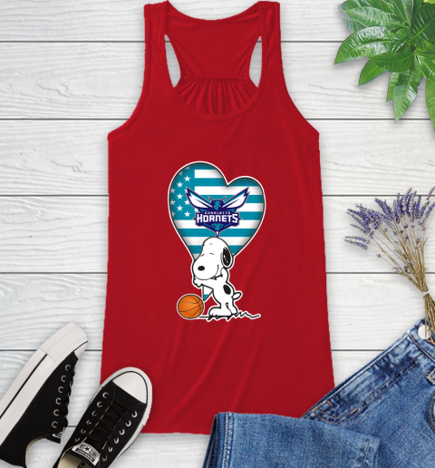 Charlotte Hornets NBA Basketball The Peanuts Movie Adorable Snoopy Racerback Tank 6