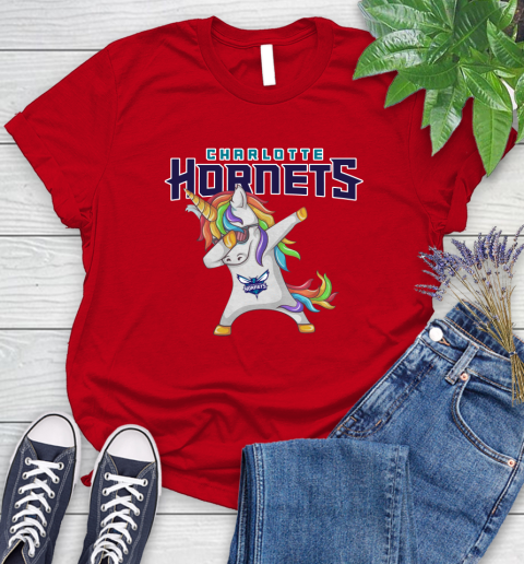 Charlotte Hornets NBA Basketball Funny Unicorn Dabbing Sports Women's T-Shirt 9