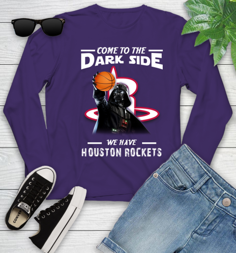 NBA Come To The Dark Side We Have Houston Rockets Star Wars Darth Vader Basketball Youth Long Sleeve 4
