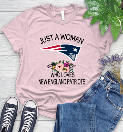 NFL Just A Woman Who Loves New England Patriots Football Sports Women's T-Shirt 8
