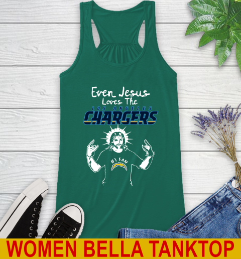 Los Angeles Chargers NFL Football Even Jesus Loves The Chargers Shirt Racerback Tank 5
