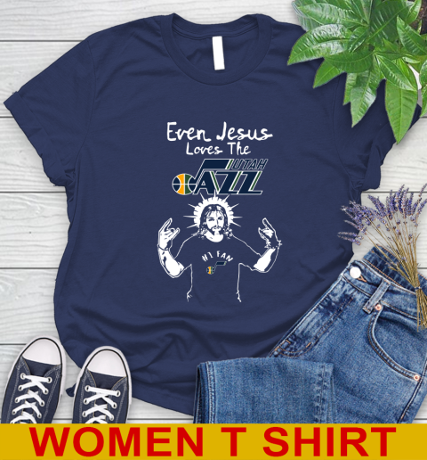 Utah Jazz NBA Basketball Even Jesus Loves The Jazz Shirt Women's T-Shirt - Image 13